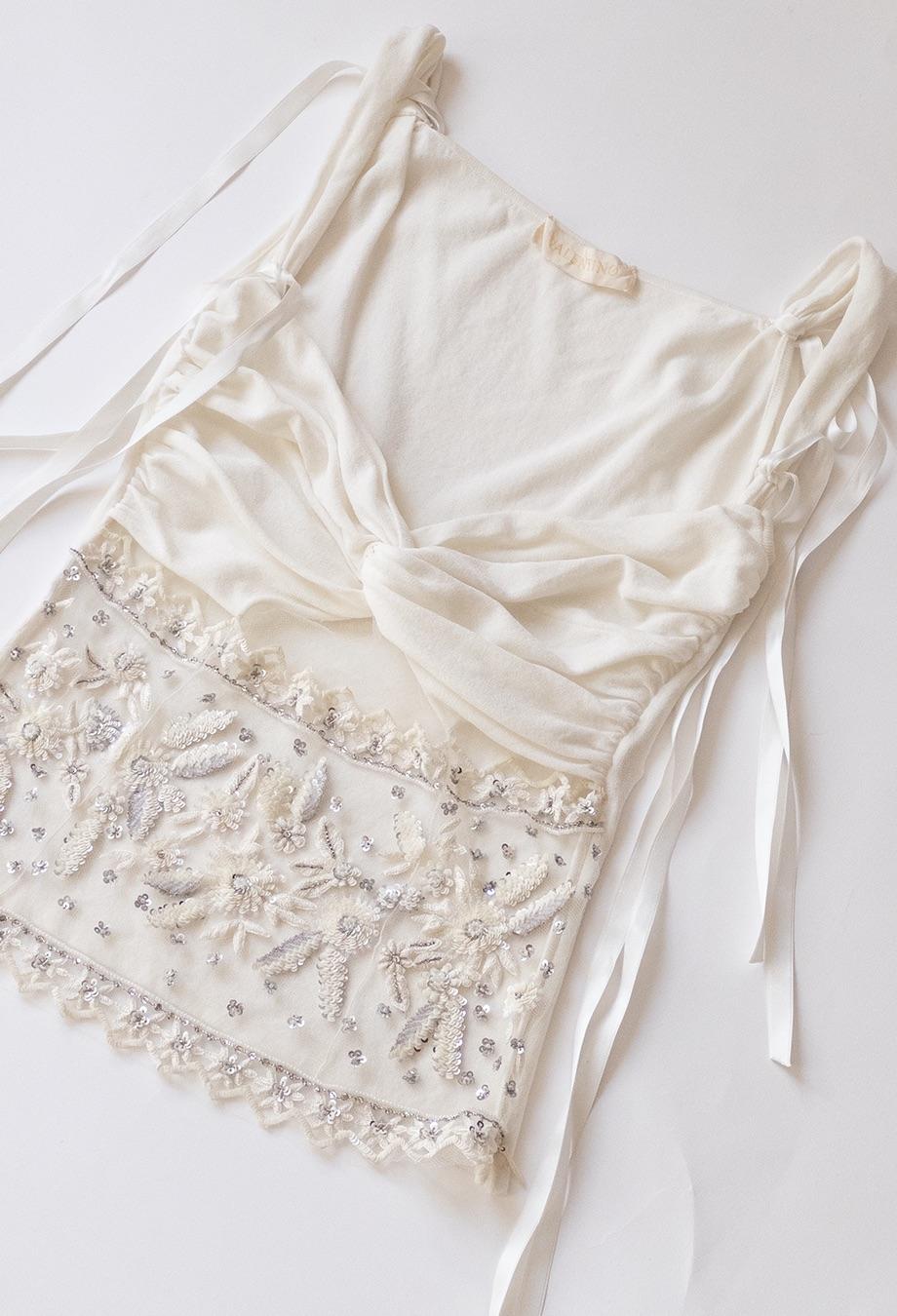 Valentino S/S 2004 Runway Off White Sequin Top 3
