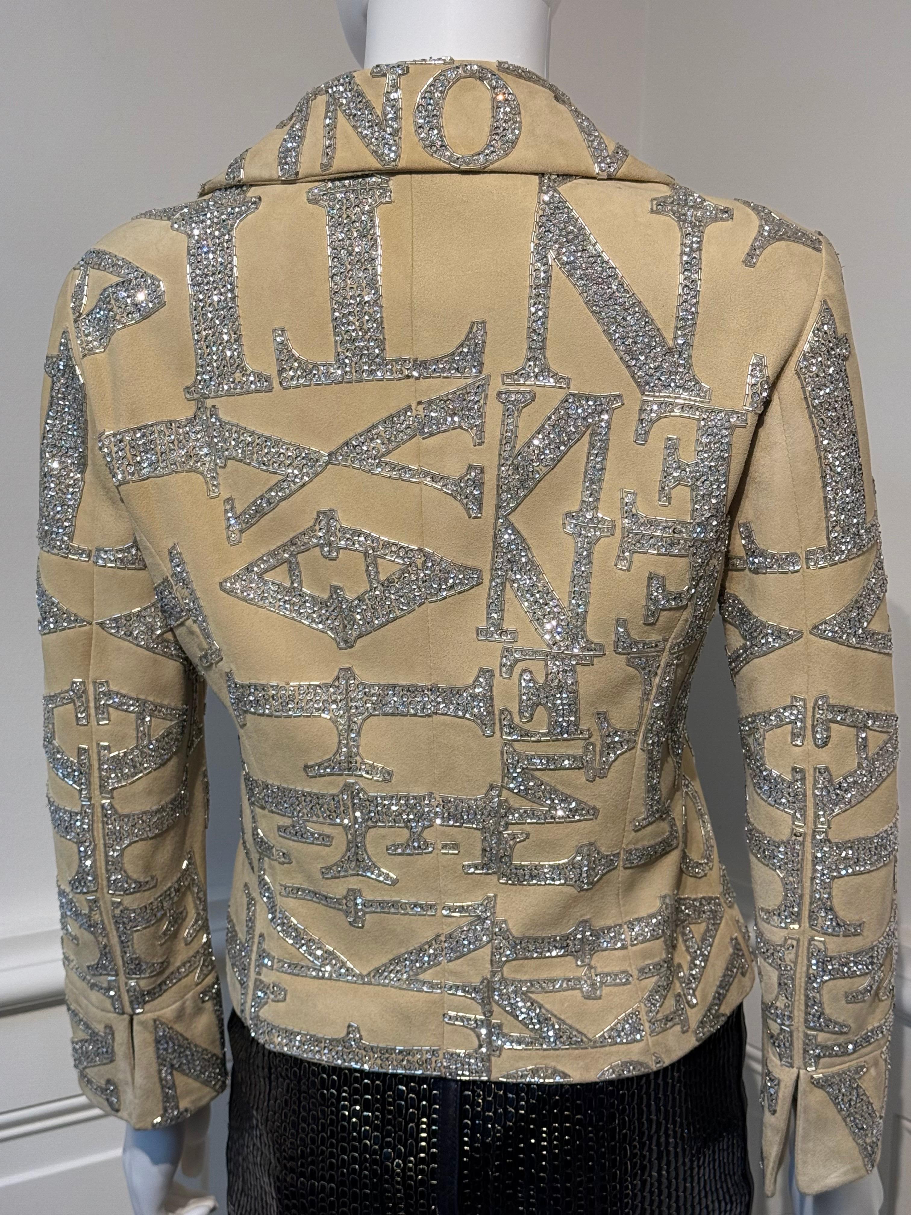 Valentino S/S 2005 Runway - Veste en daim brodée et ornée de perles et de paillettes en vente 3