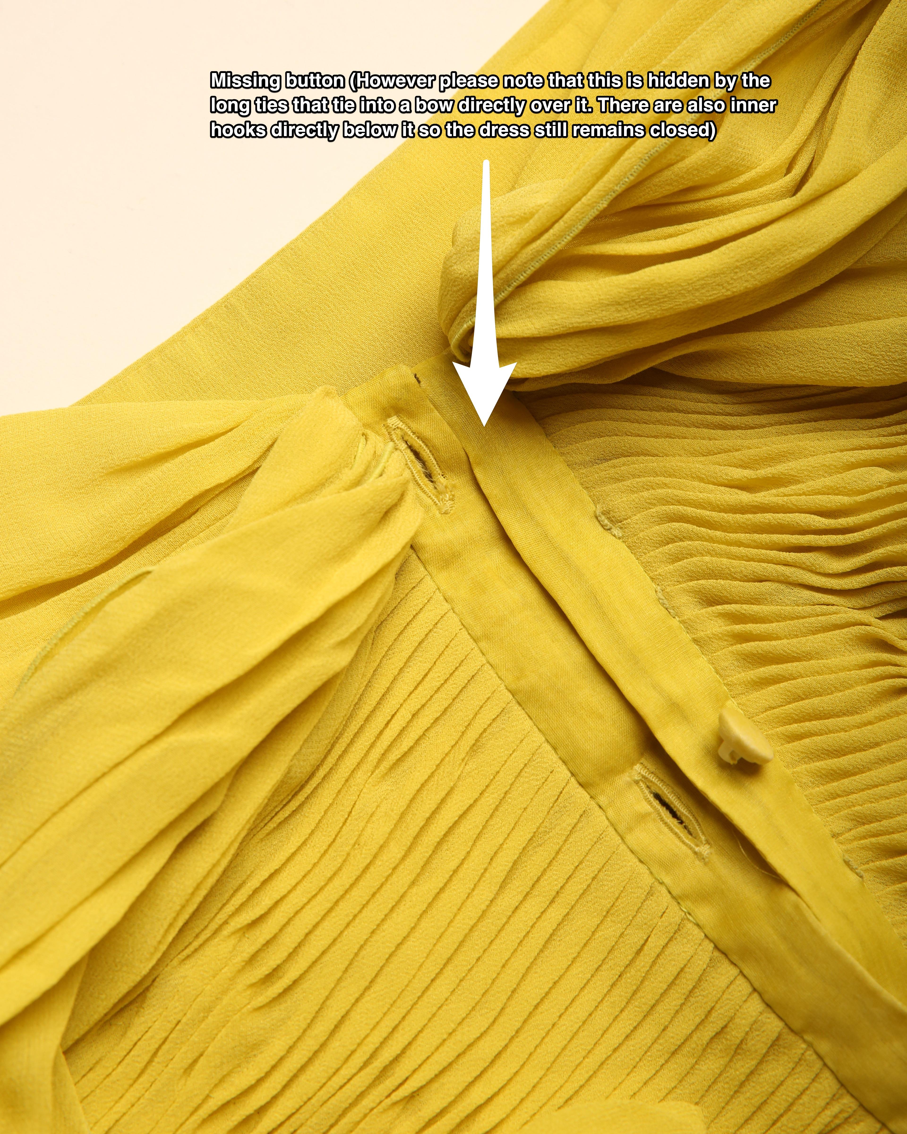 Valentino S/S 2005 yellow chartreuse strapless ruffle bustier silk gown dress 7