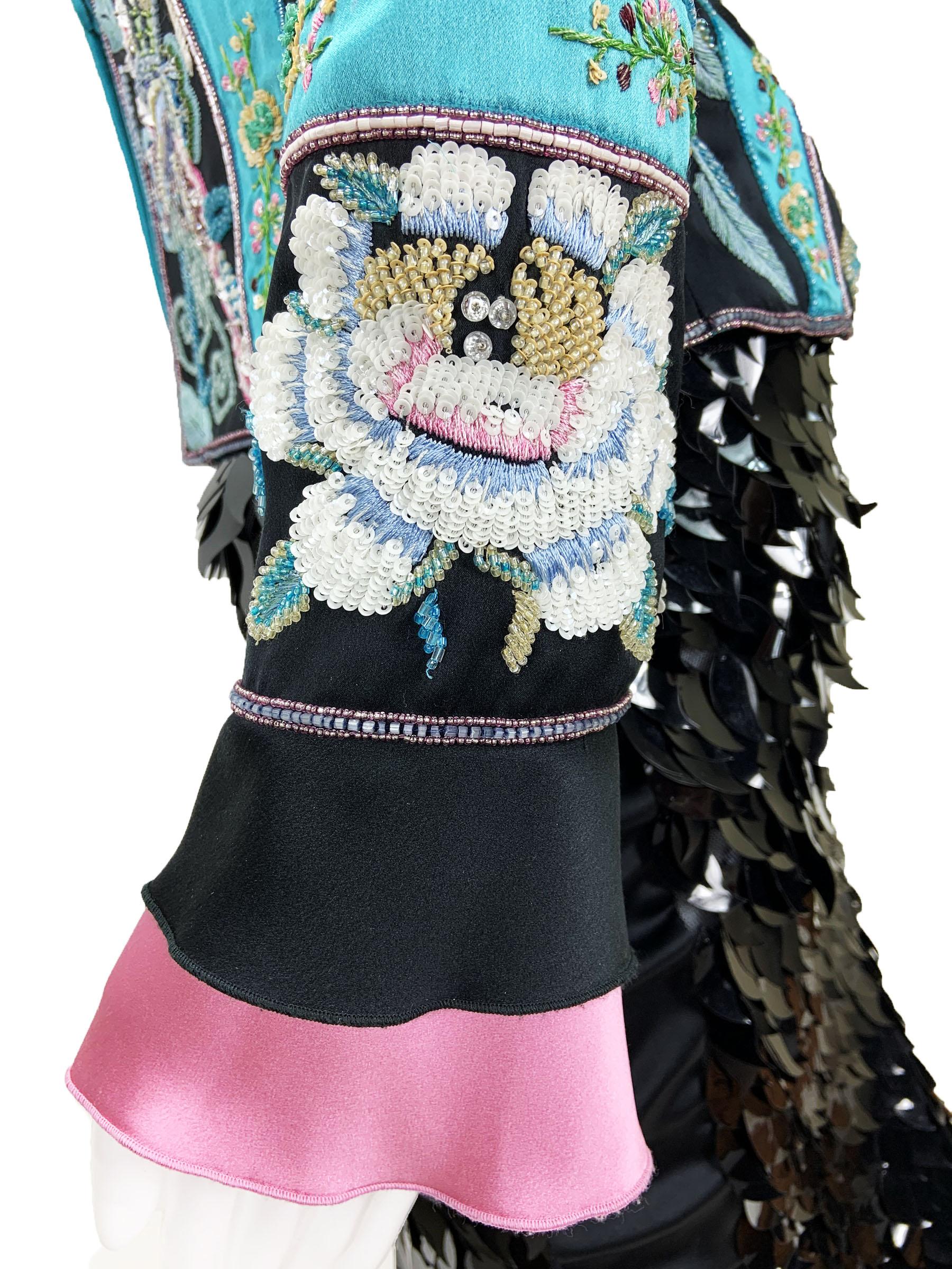 Valentino - Blazer de défilé en soie entièrement perlé et brodé, taille 4, printemps-été 2006 en vente 7