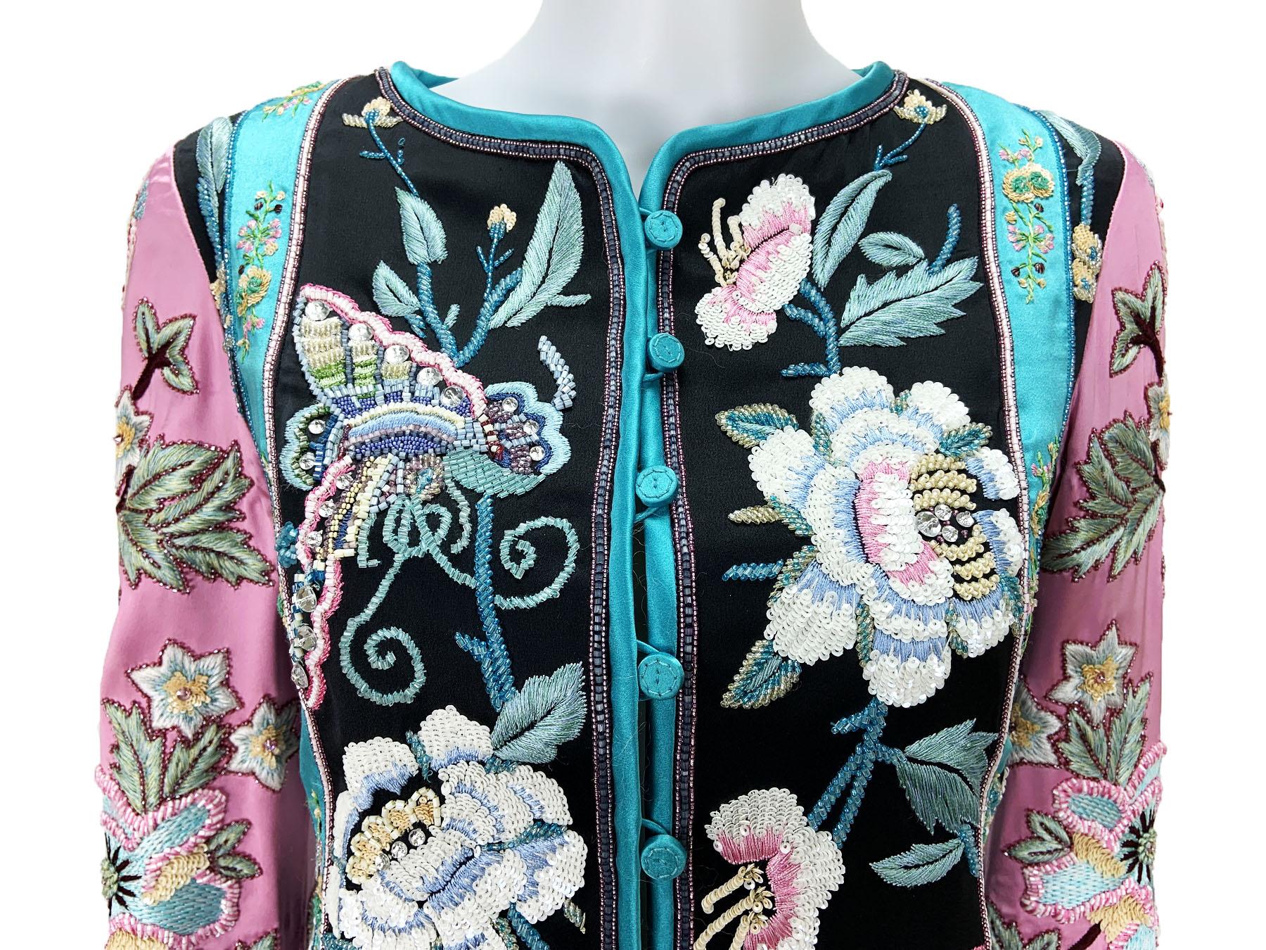 Women's Valentino S/S 2006 Runway Silk Fully Beaded & Embroidered Jacket Blazer size 4 For Sale