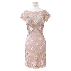 Valentino S/S 2007 embellished sheer silk slip pink floral wedding mini dress