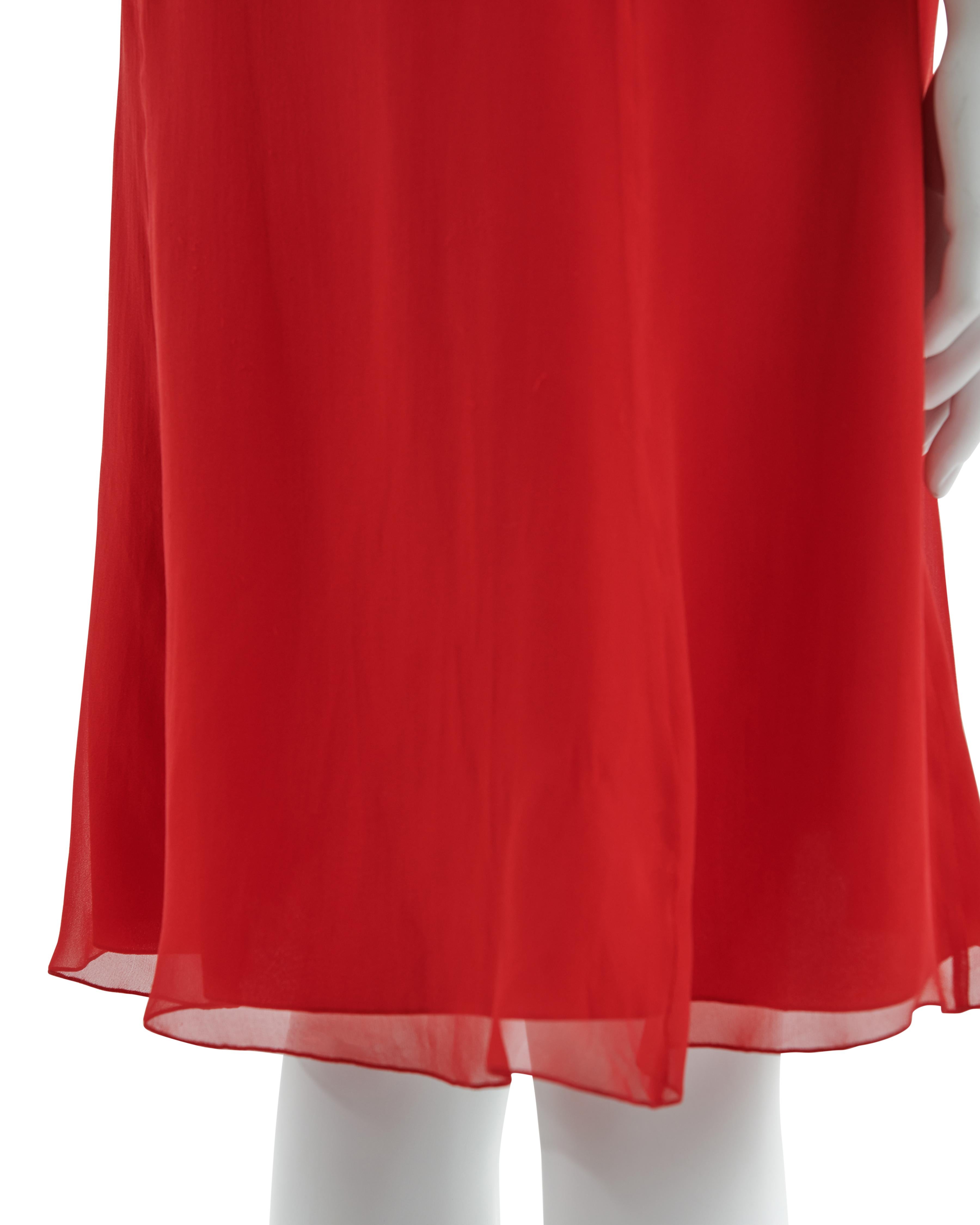 Valentino S/S 2007 Red halter neck chiffon cocktail dress For Sale 3