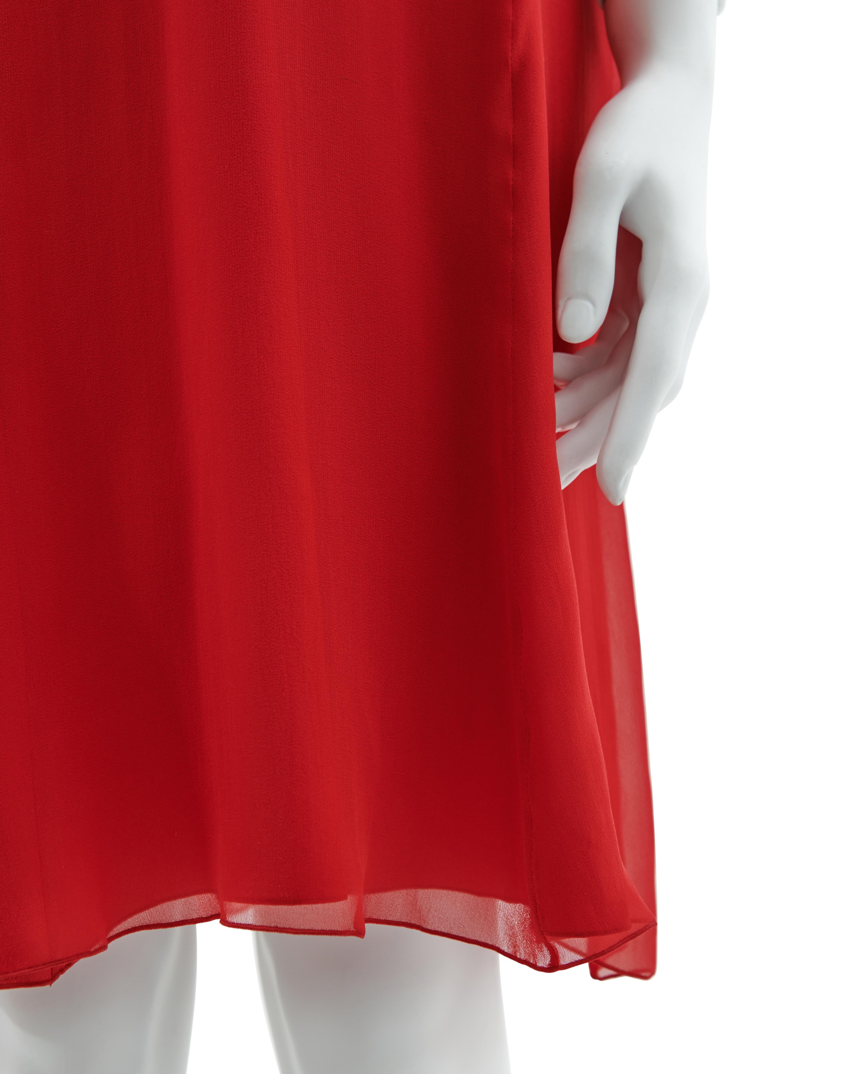 Valentino S/S 2007 Red halter neck chiffon cocktail dress For Sale 5