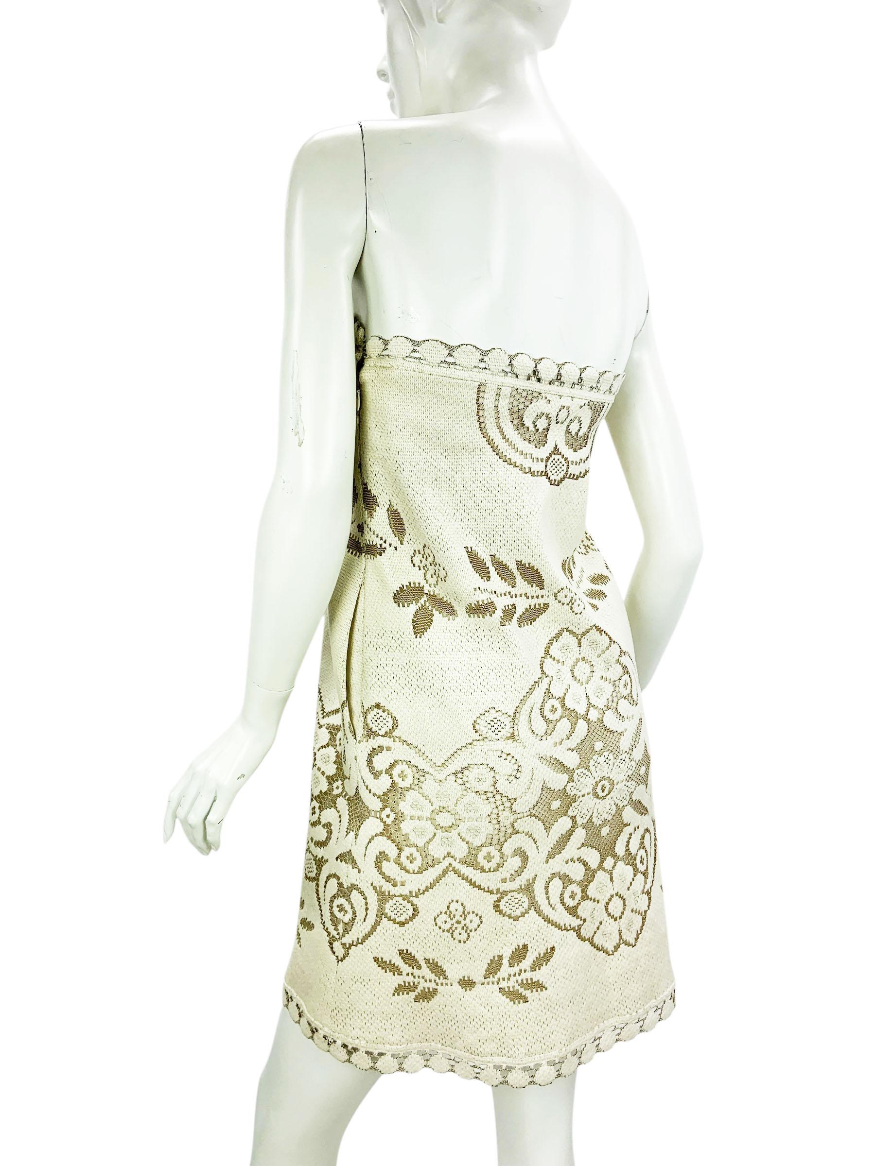Picardías Valentino S/S 2012 Pasarela Encaje Algodón Beige  Mini vestido sin tirantes It 38 en venta 3