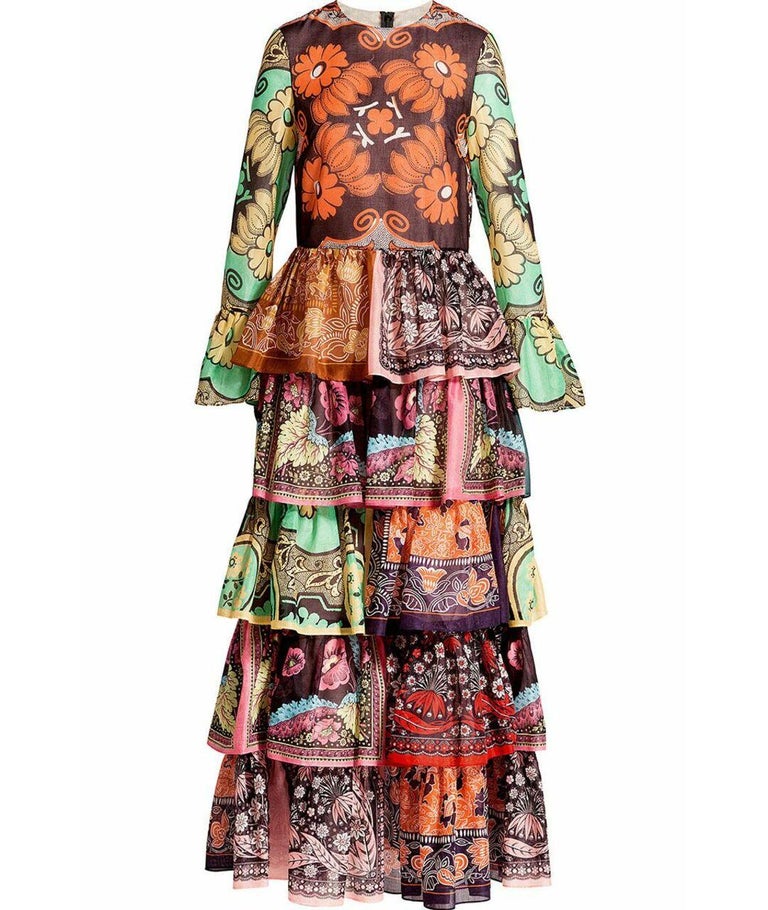 white christmas dresses Ivory Patchwork Print Maxi Dress - All Dresses main image 1