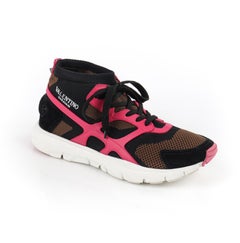 VALENTINO S/S 2018 Mens “Sound High Top” Brown Pink Black Mesh High Top Sneakers