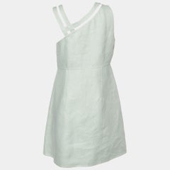 Valentino Sage Green Linen Asymmetric Neck Mini Dress M