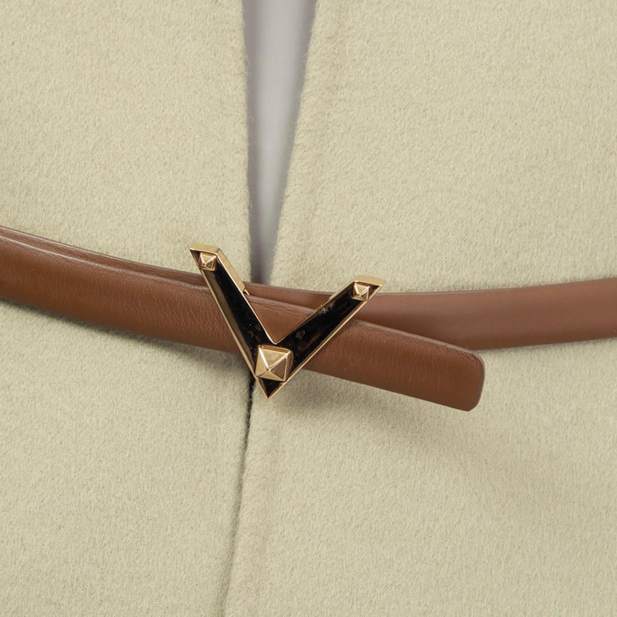 VALENTINO salbeigrüner Mantel aus Wollmischung mit BELTED-Muster, 42 M Damen im Angebot