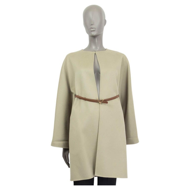 VALENTINO sage green wool blend BELTED Coat Jacket 42 M For Sale