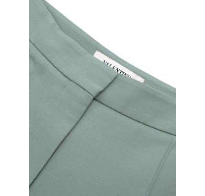 Women's Valentino Sea Green Wool Tailored Wide Trousers For Sale