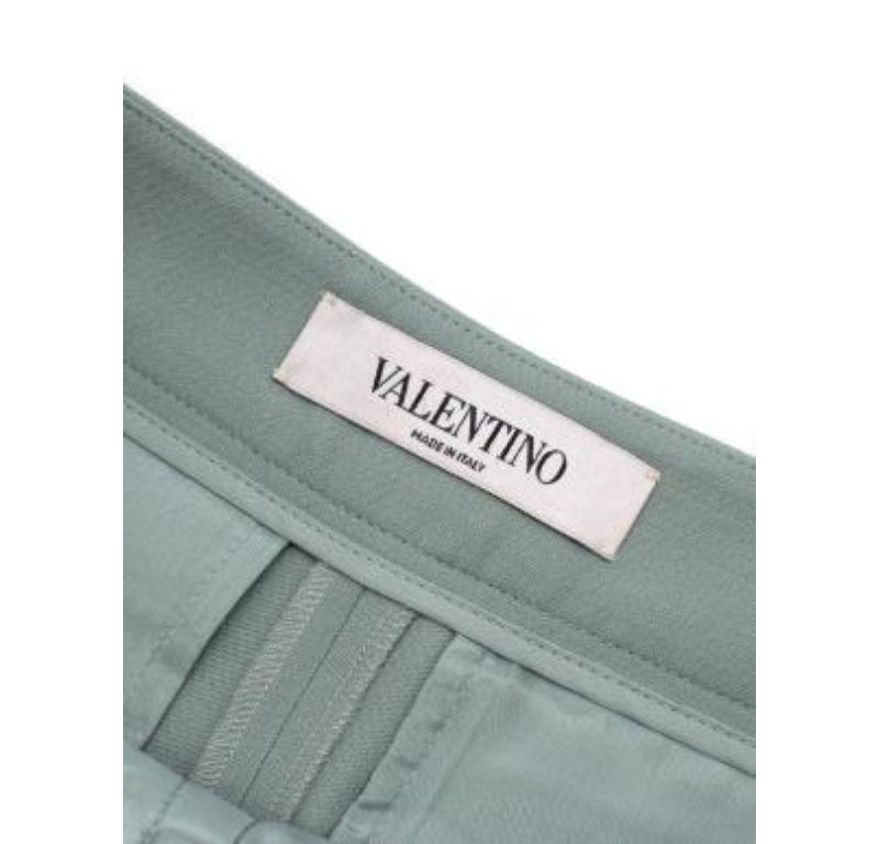 Valentino Sea Green Wool Tailored Wide Trousers For Sale 2