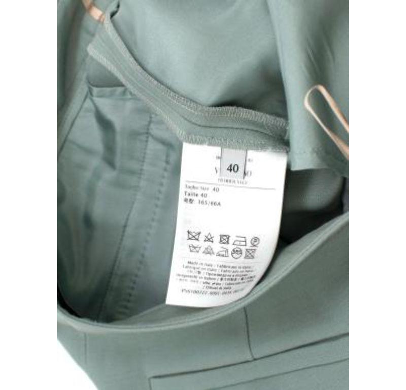 Valentino Sea Green Wool Tailored Wide Trousers For Sale 3