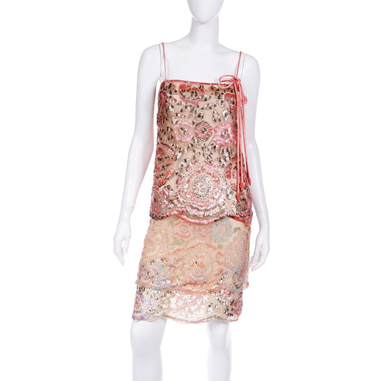 1990s Fine Bead & Sequin Valentino Dress