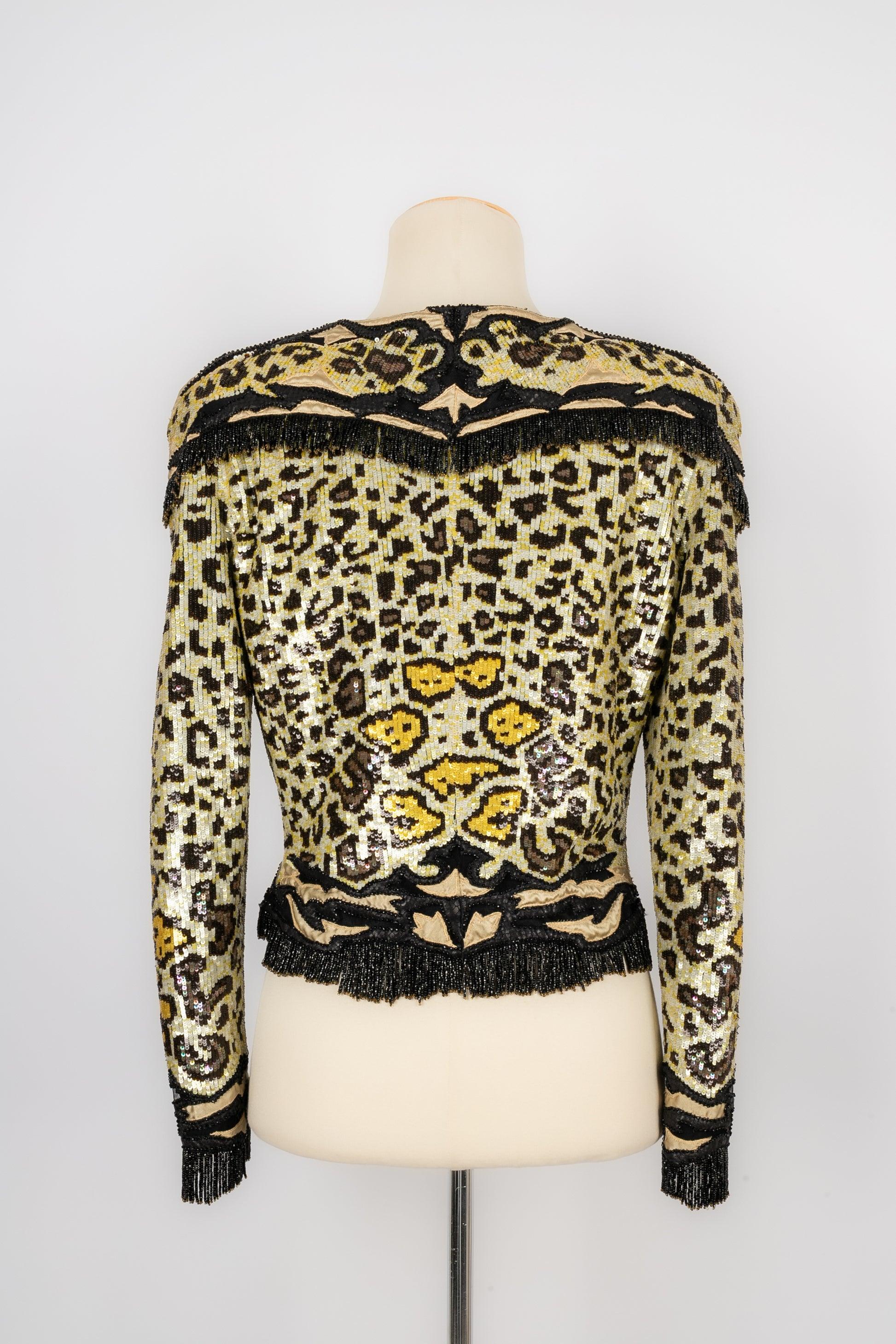 Black Valentino Sequined Jacket with Pearl Fringes For Sale