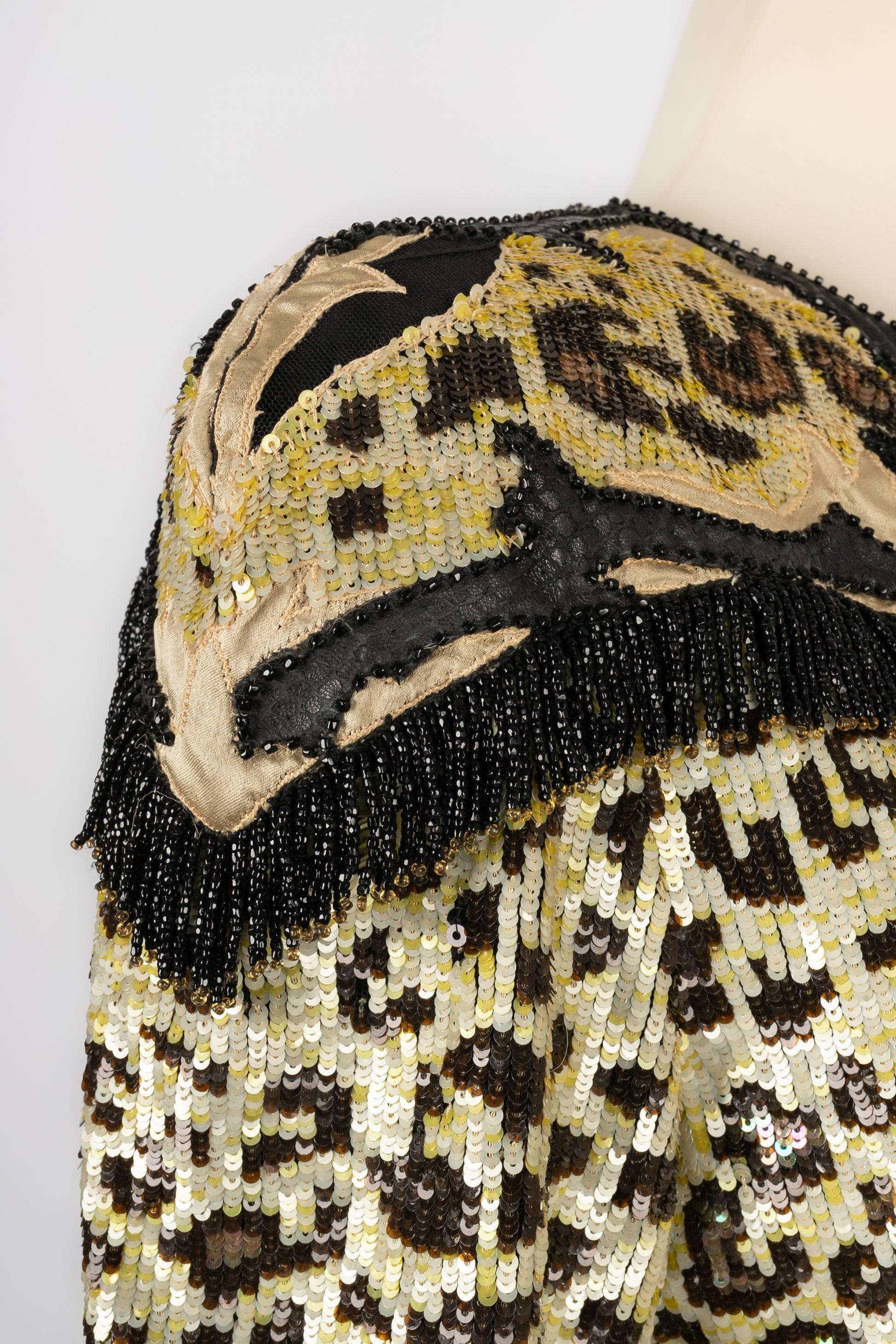 Women's Valentino Sequined Jacket with Pearl Fringes For Sale