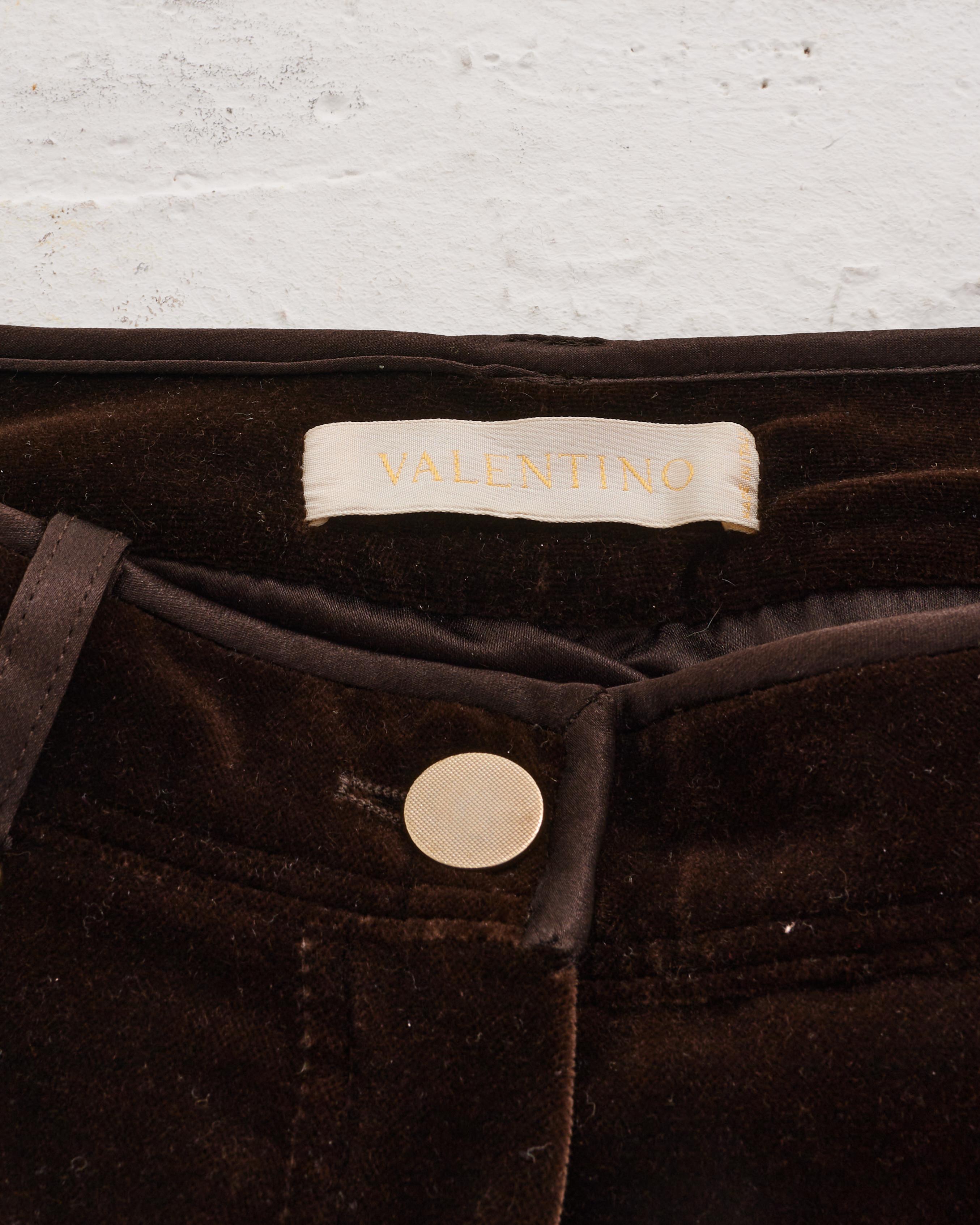 Valentino Set Silk Cream Top and Velvet Brown Trousers For Sale 4