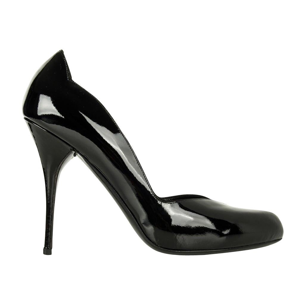 Valentino Black Patent Sweetheart Lines Pump Shoes 37  7