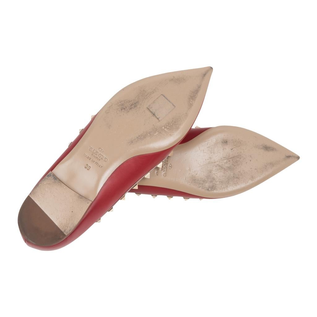 Valentino Shoe Rockstud Red Ballet Flat 39 / 9 5
