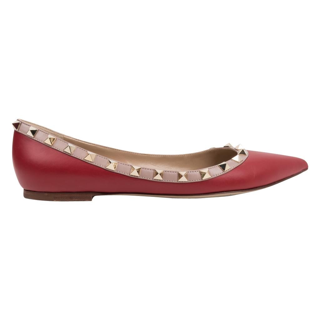 Brown Valentino Shoe Rockstud Red Ballet Flat 39 / 9