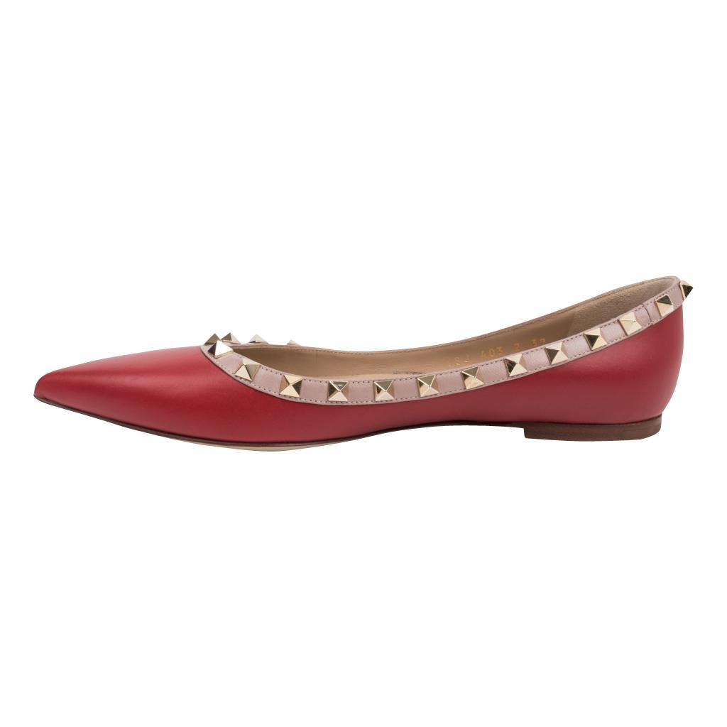 Women's Valentino Shoe Rockstud Red Ballet Flat 39 / 9