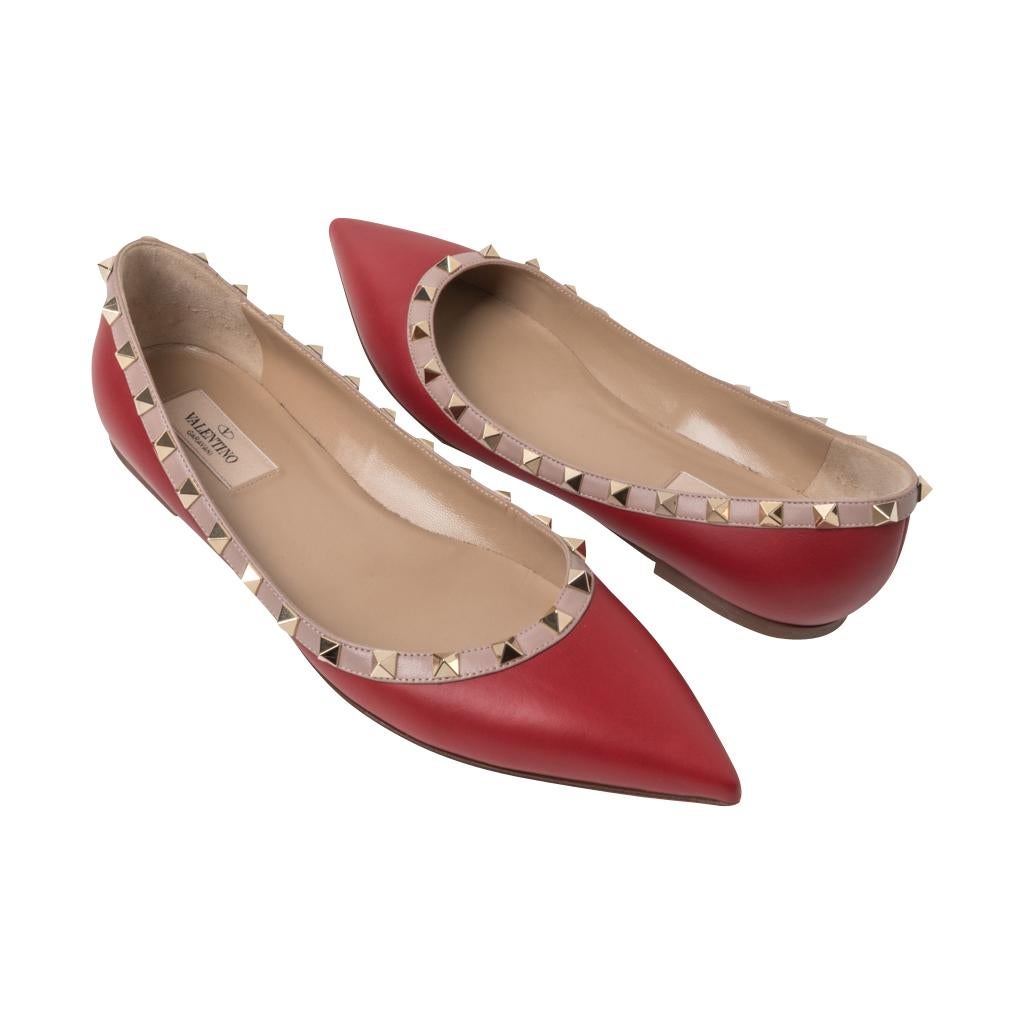 Valentino Shoe Rockstud Red Ballet Flat 39 / 9 1