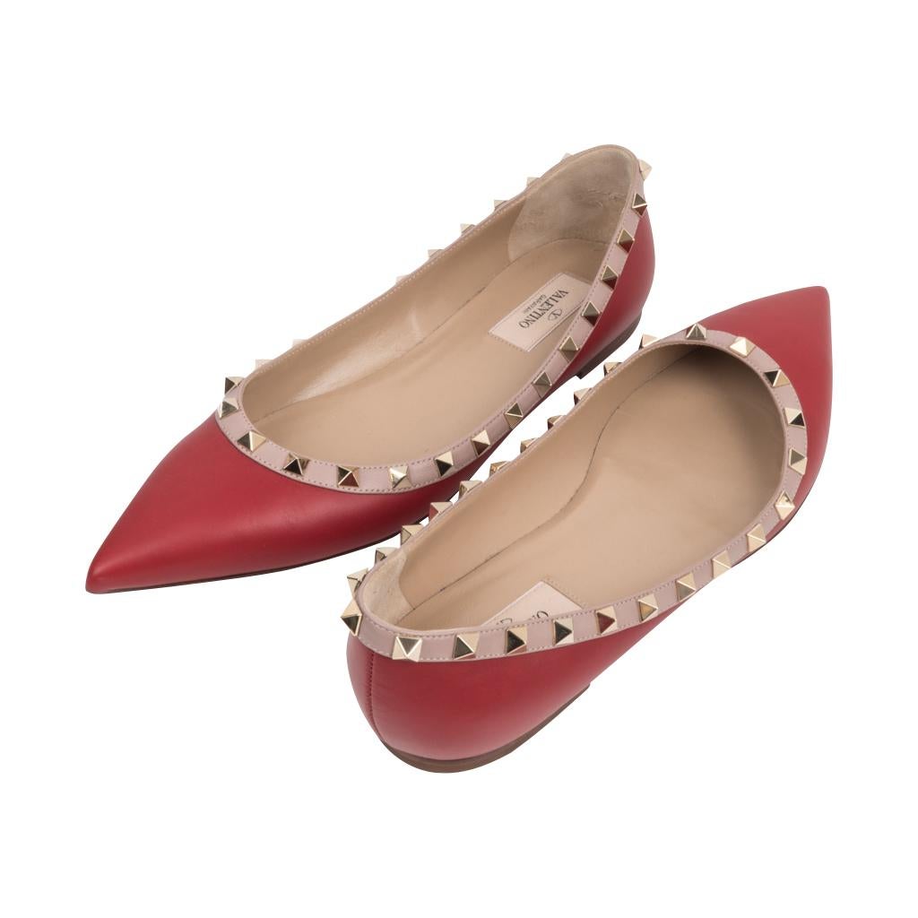 Valentino Shoe Rockstud Red Ballet Flat 39 / 9 2