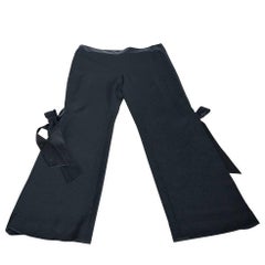Valentino Pant Signature Silk Bow Accent Full Leg Trouser  8