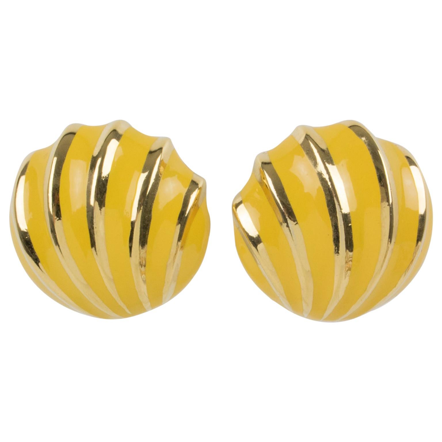 Valentino Yellow Enamel Clip Earrings