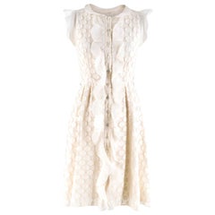 Valentino Silk Blend A-Line Ruffled Embroidered Dress S 40