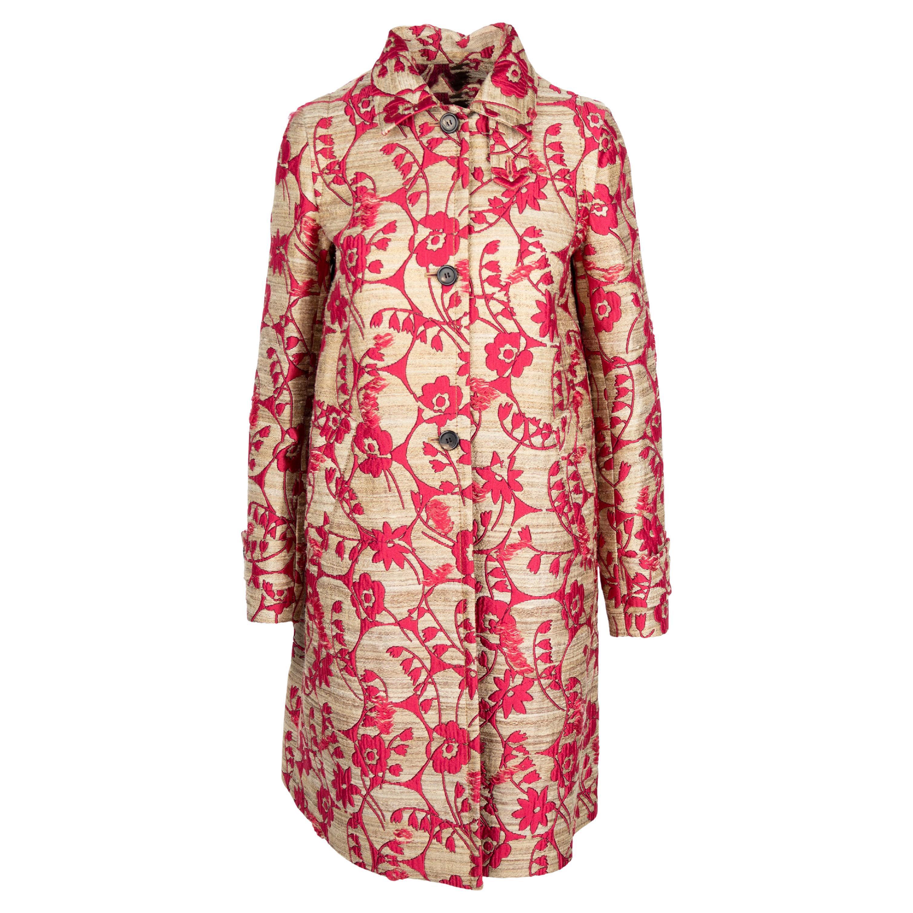 Valentino Silk Blend Jacquard Coat For Sale