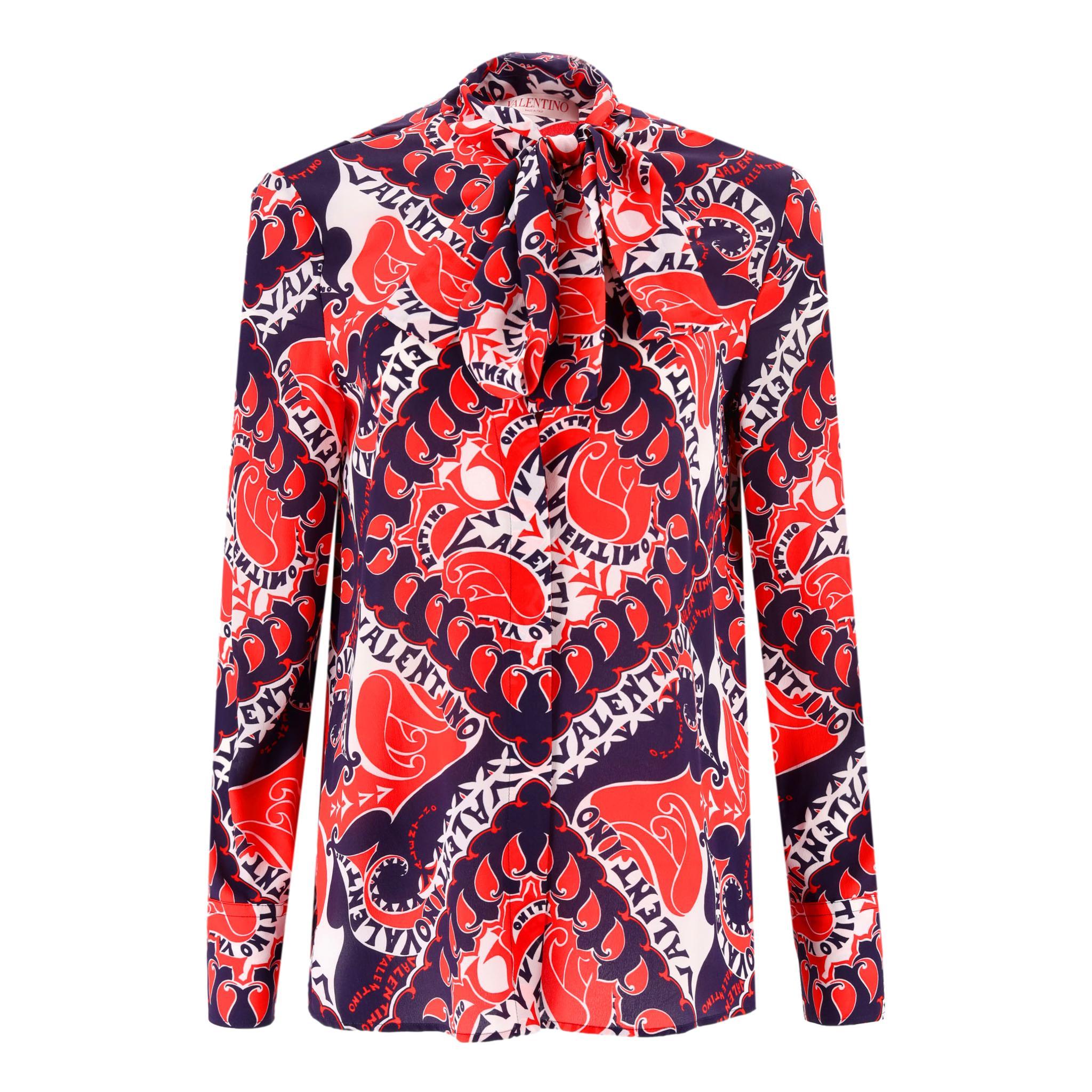 Top e pantaloni con stampa logo di Valentino in crepe di seta in vendita 6