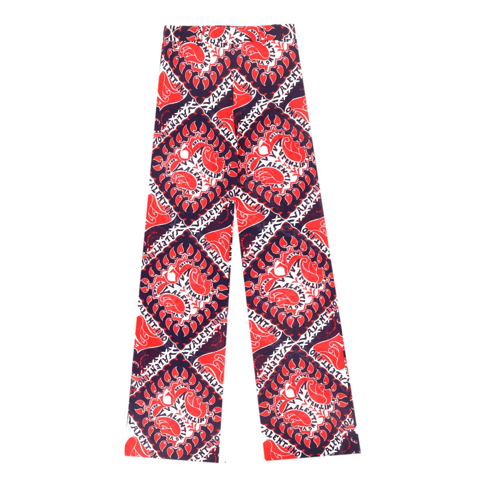 Top e pantaloni con stampa logo di Valentino in crepe di seta in vendita 7