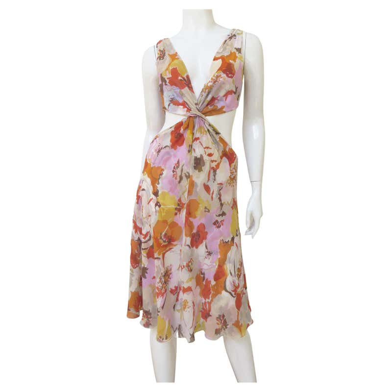 Valentino Silk Dress with Cut outs For Sale at 1stDibs