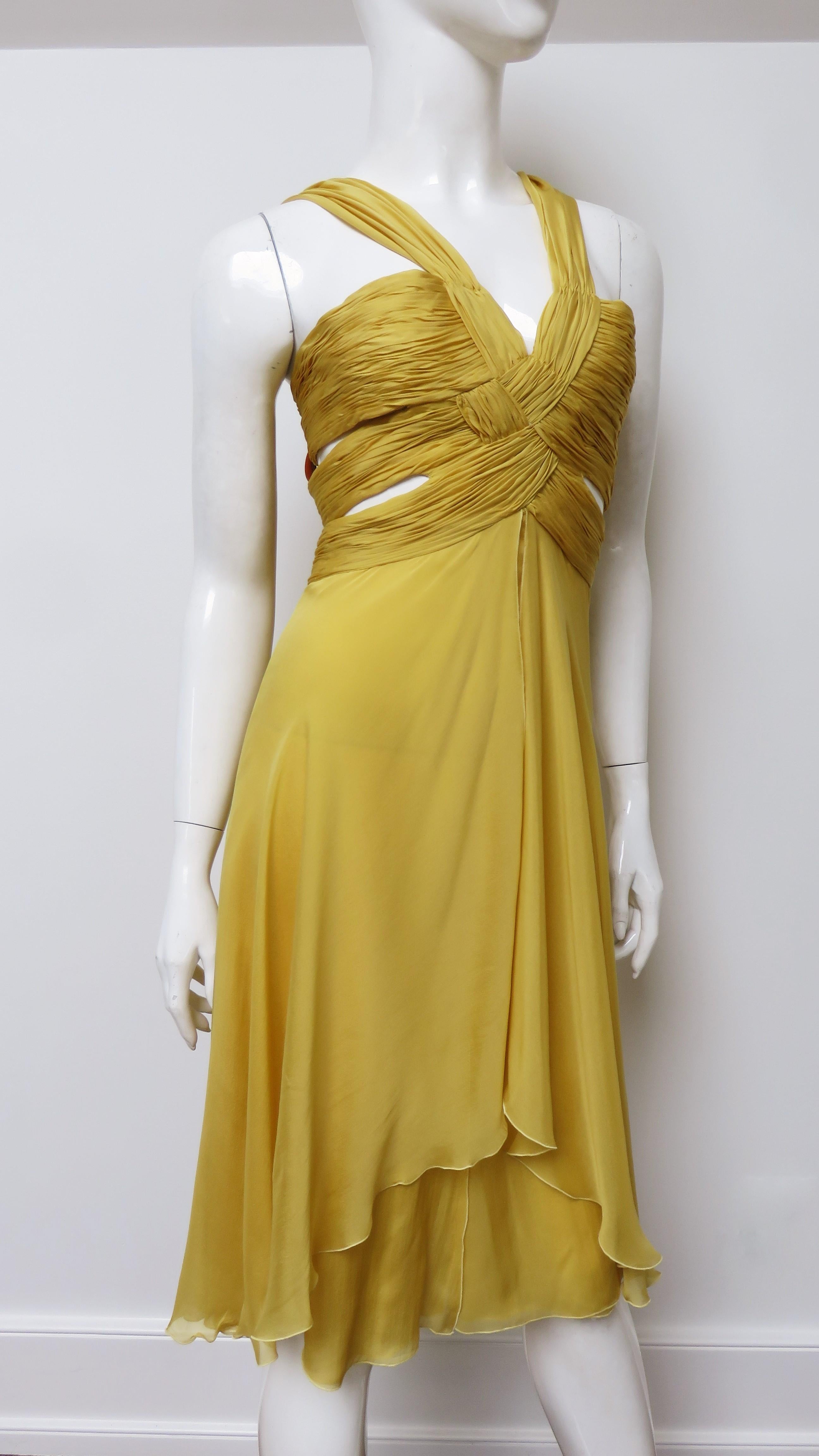 Valentino Silk Dress with Cut outs SS 2007 For Sale 2