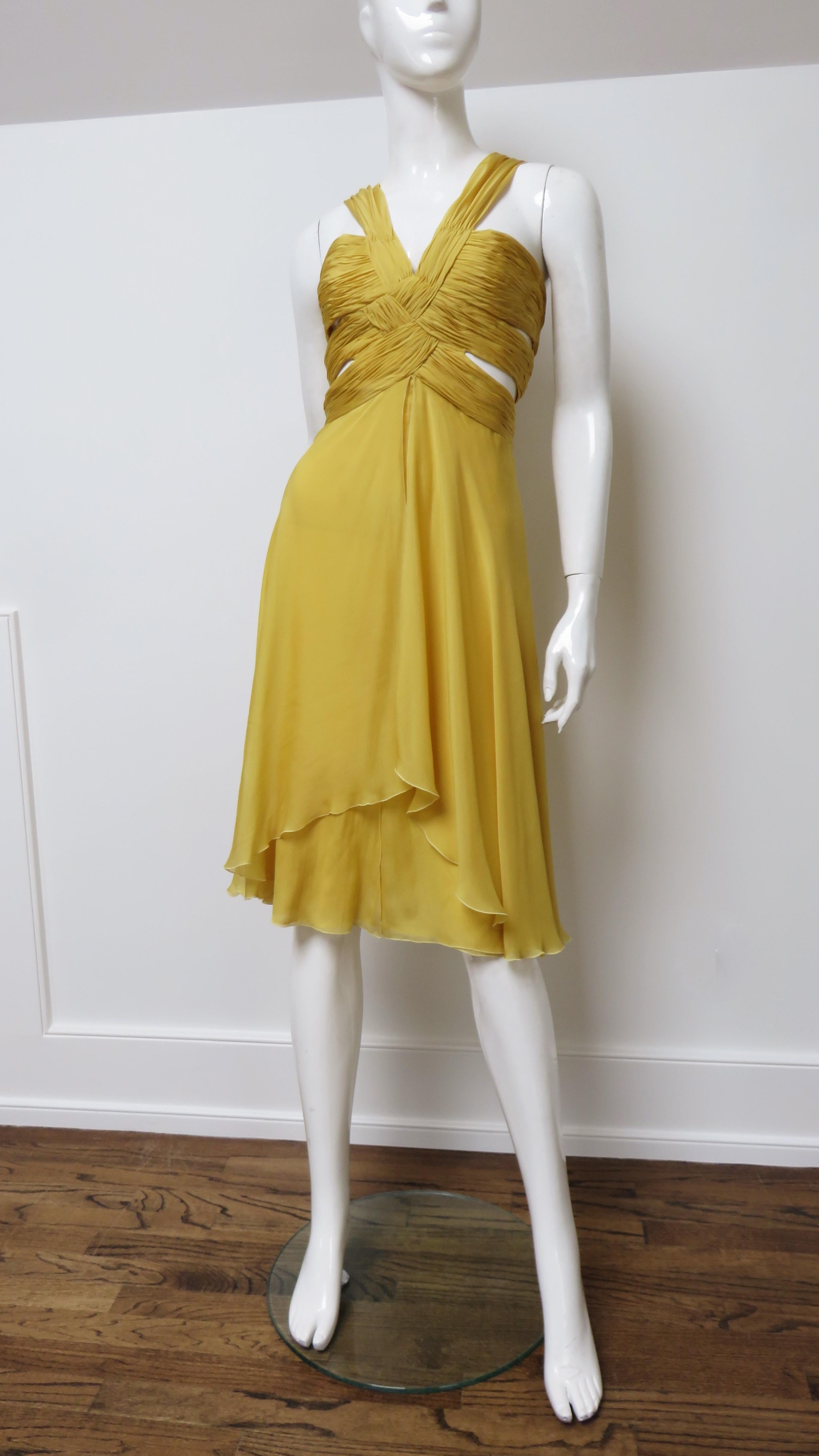 Valentino Silk Dress with Cut outs For Sale 6