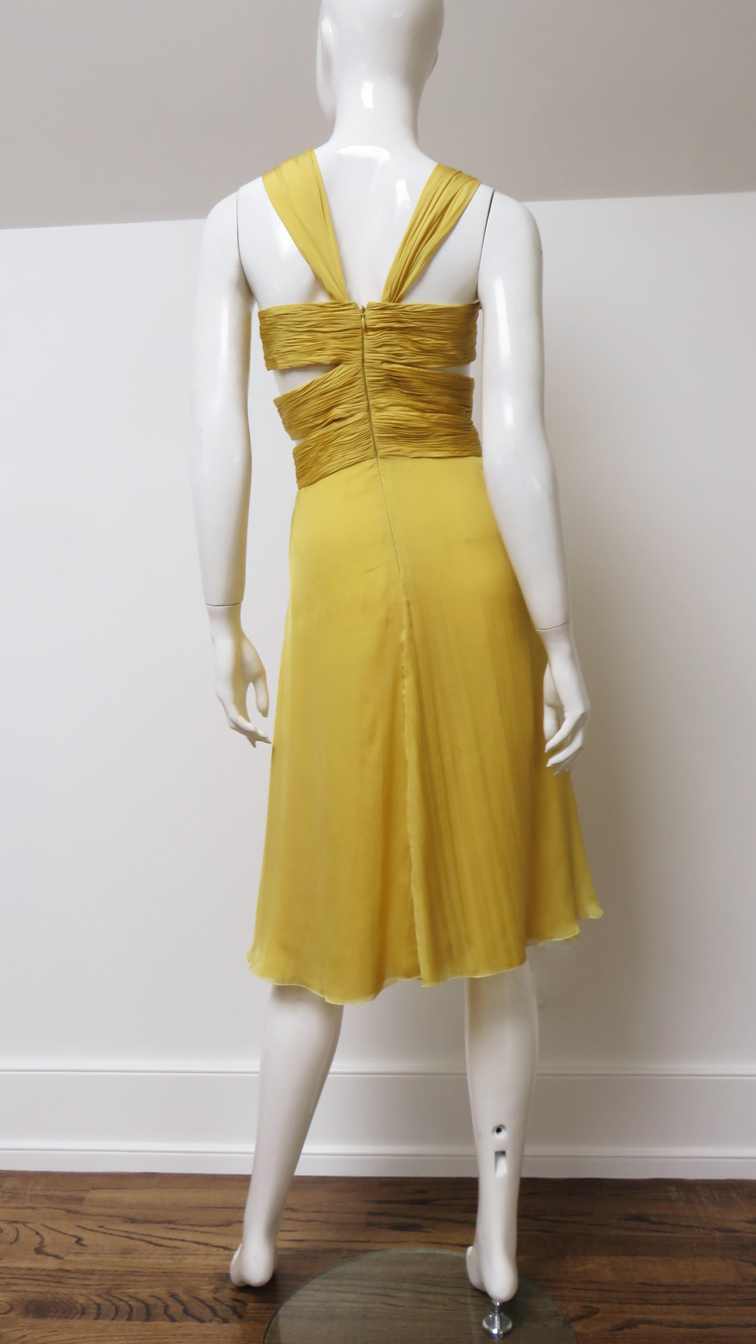 Valentino Silk Dress with Cut outs For Sale 9