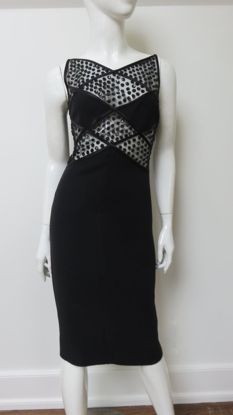 Black Valentino Silk Dress with Lace Insets For Sale