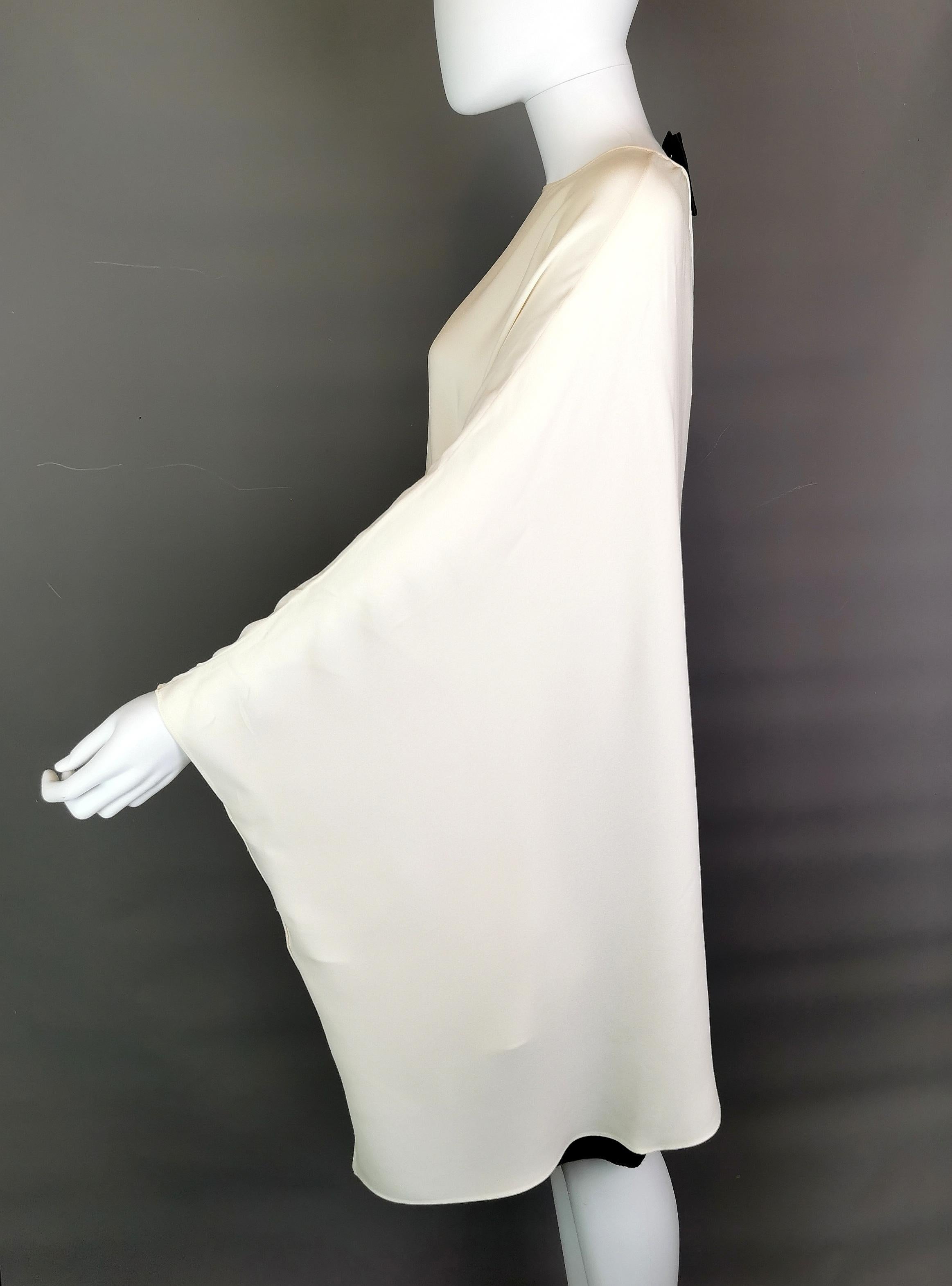Valentino Silk Georgette cape blouse, Bow back  For Sale 6