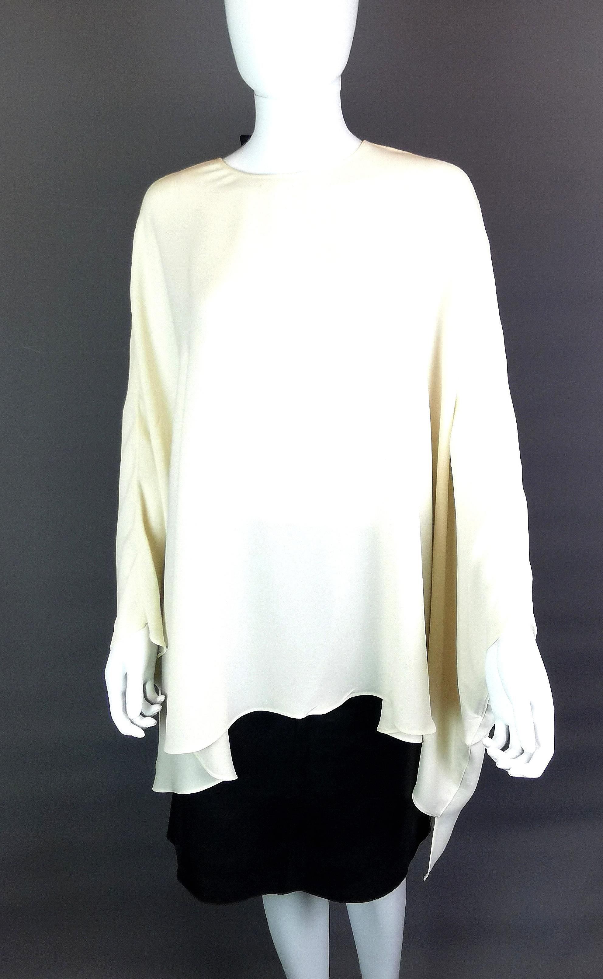 Valentino Silk Georgette cape blouse, Bow back  For Sale 7