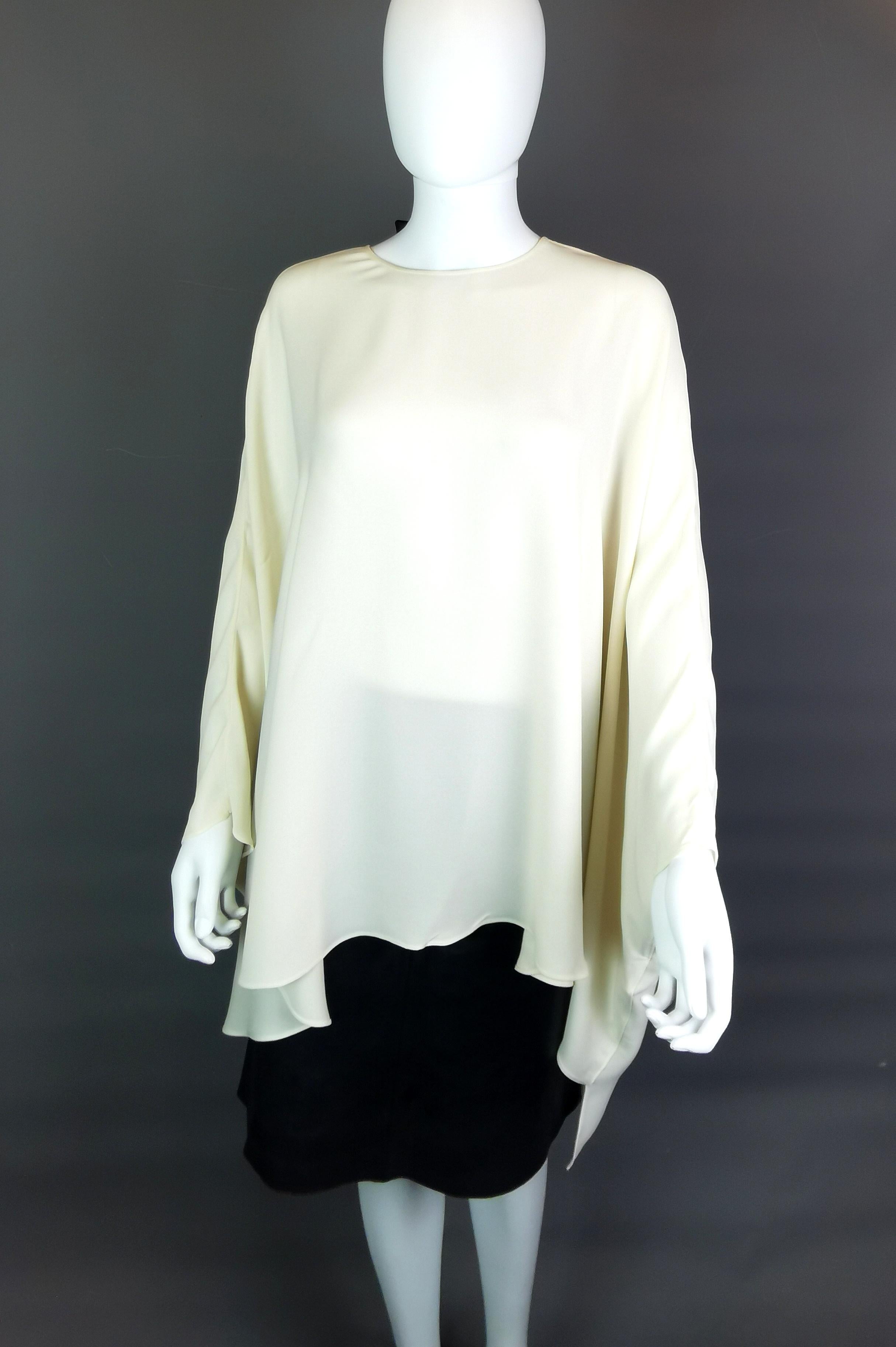 Valentino Silk Georgette cape blouse, Bow back  For Sale 9