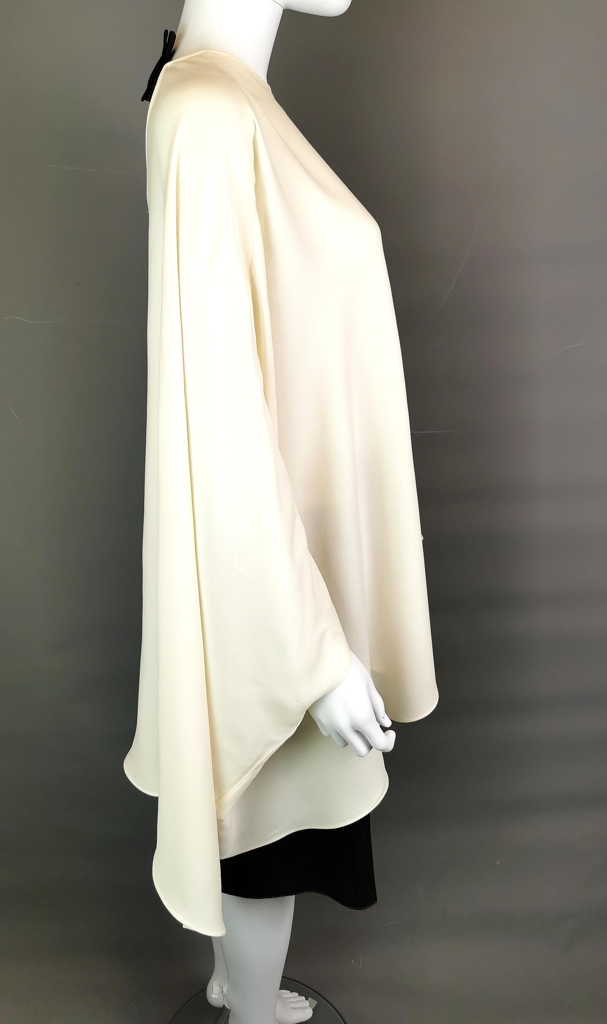 Valentino Silk Georgette cape blouse, Bow back  For Sale 1