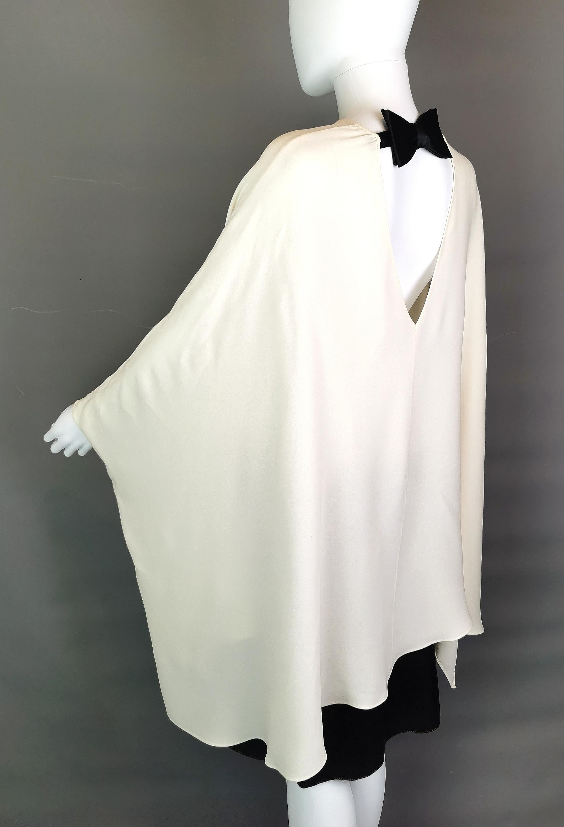 Valentino Silk Georgette cape blouse, Bow back  For Sale 5