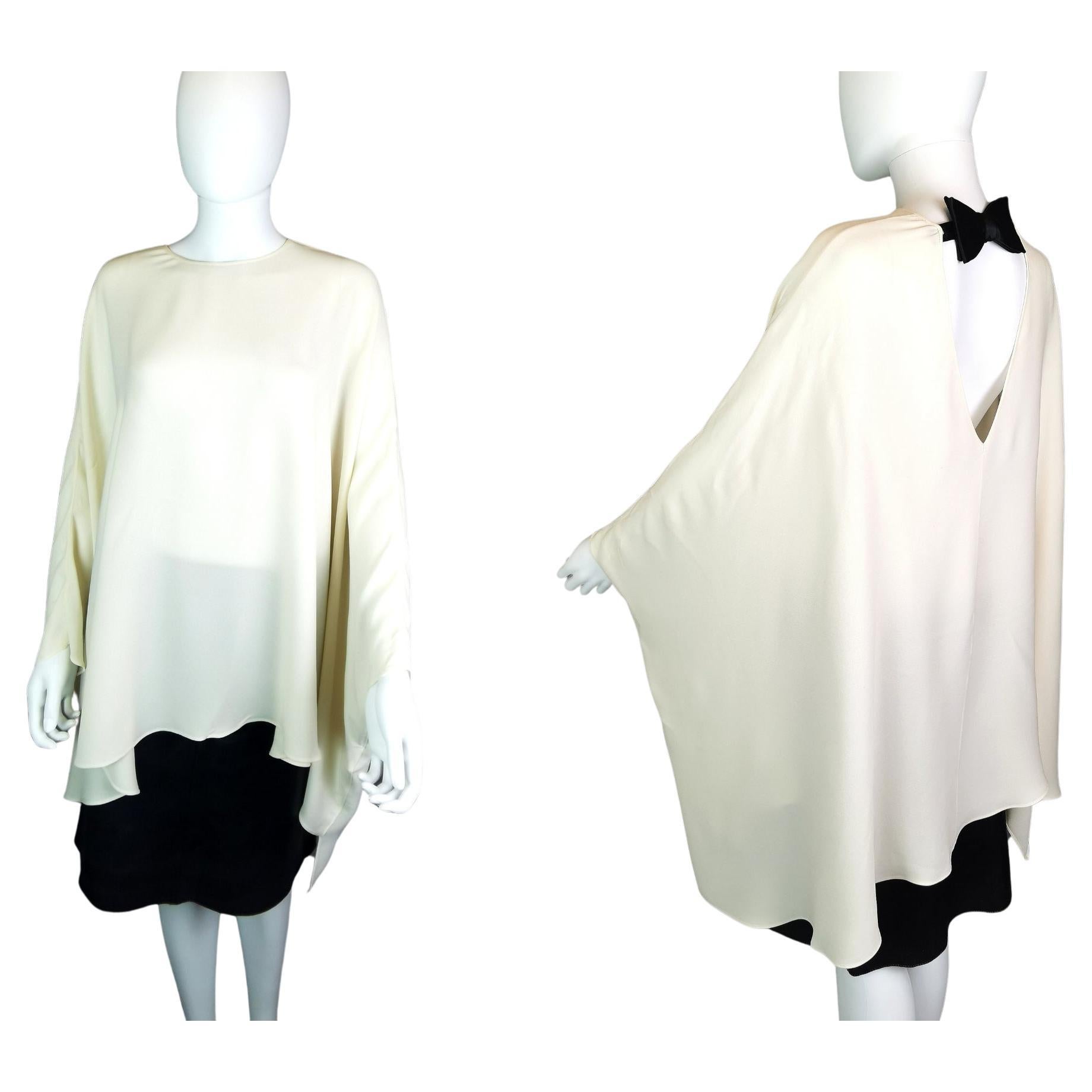 Valentino Silk Georgette cape blouse, Bow back  For Sale