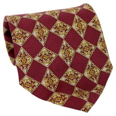 Vintage Valentino Silk Gold Burgundy Tie