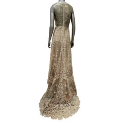 Valentino Silk Gown with Embroidery Mesh Detail Dress Sz.6