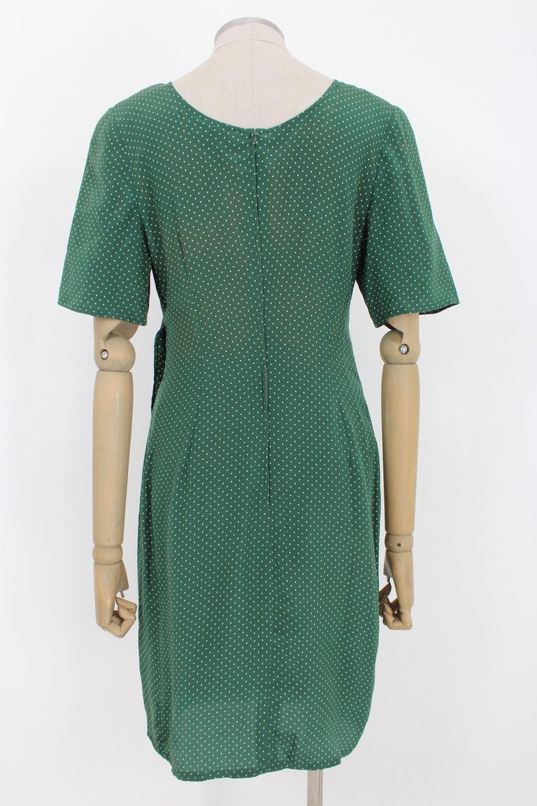 Valentino Silk Green Polka Dot Party Dress In Good Condition In Brindisi, Bt