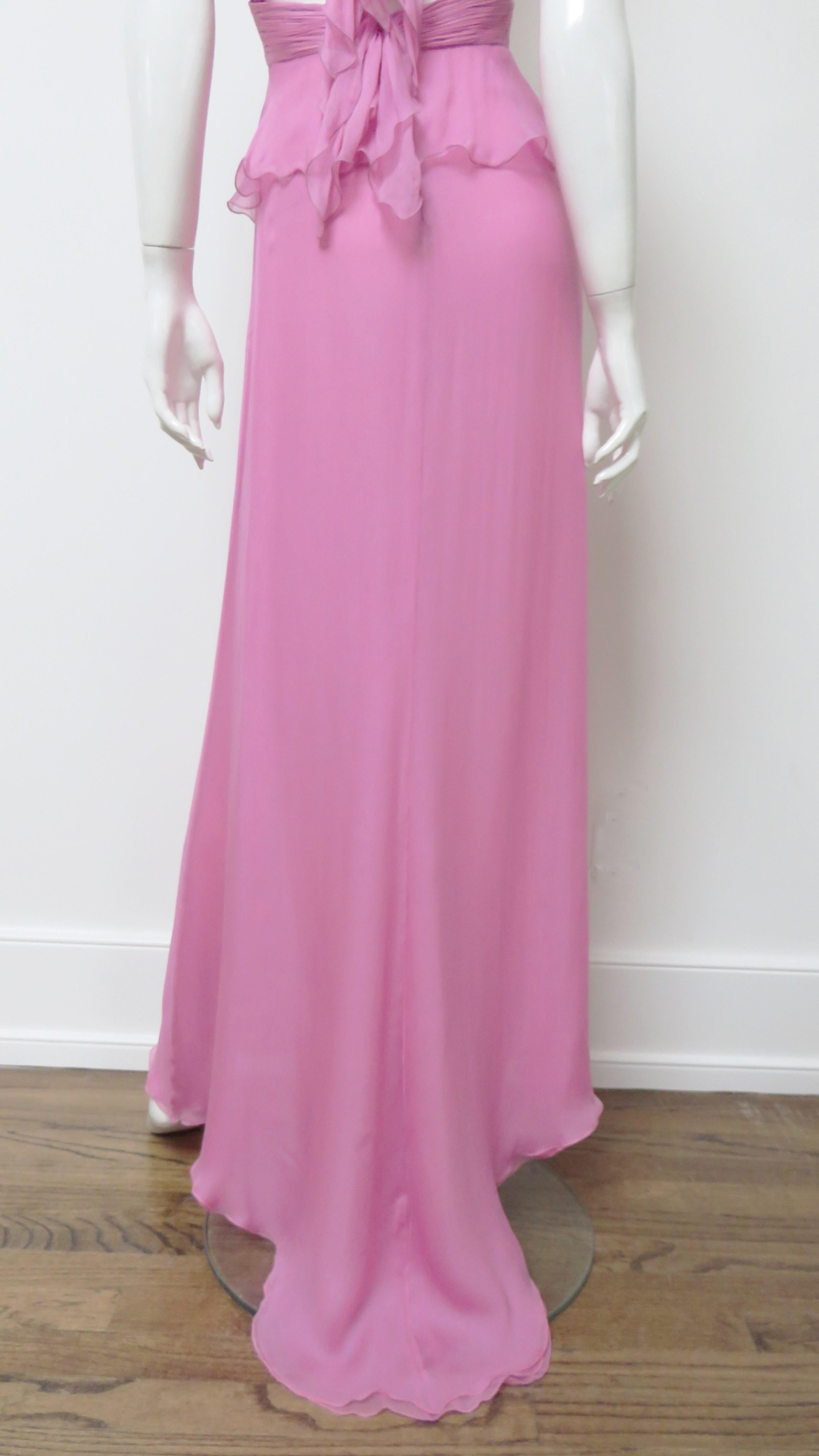 Valentino New Silk Halter Gown with Waist and Back Cut outs S/S 2007 For Sale 9