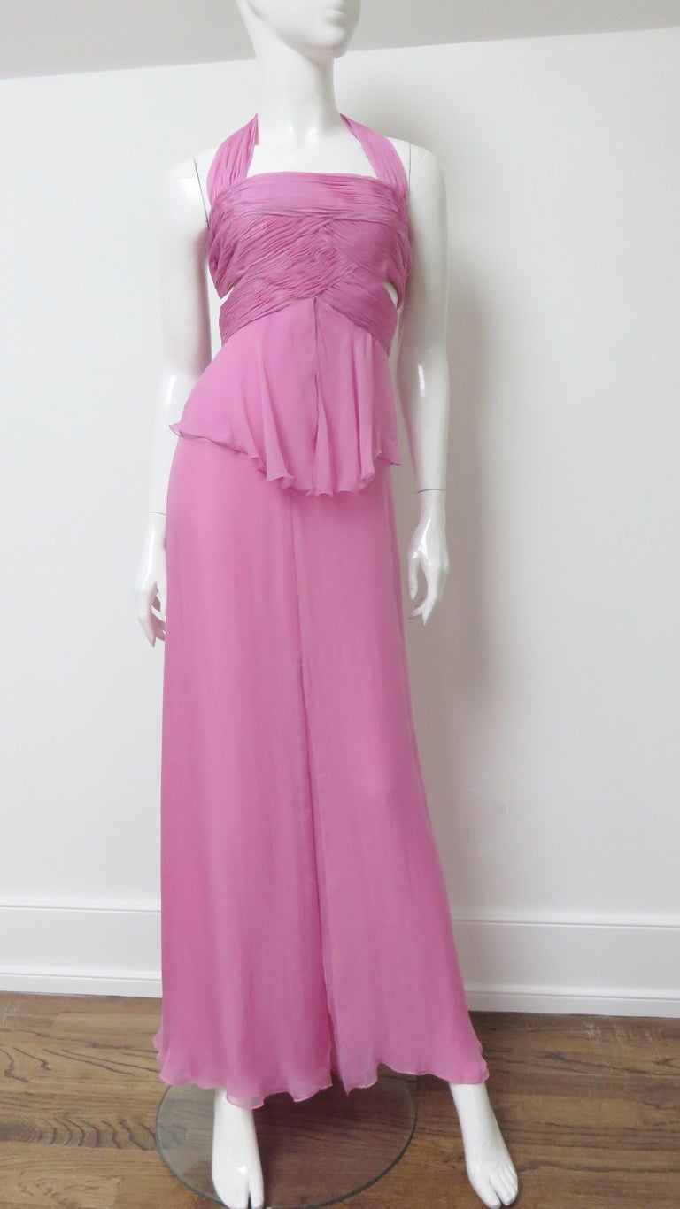 Valentino New Silk Halter Gown with Waist and Back Cut outs S/S 2007 For  Sale at 1stDibs | valentino halter gown