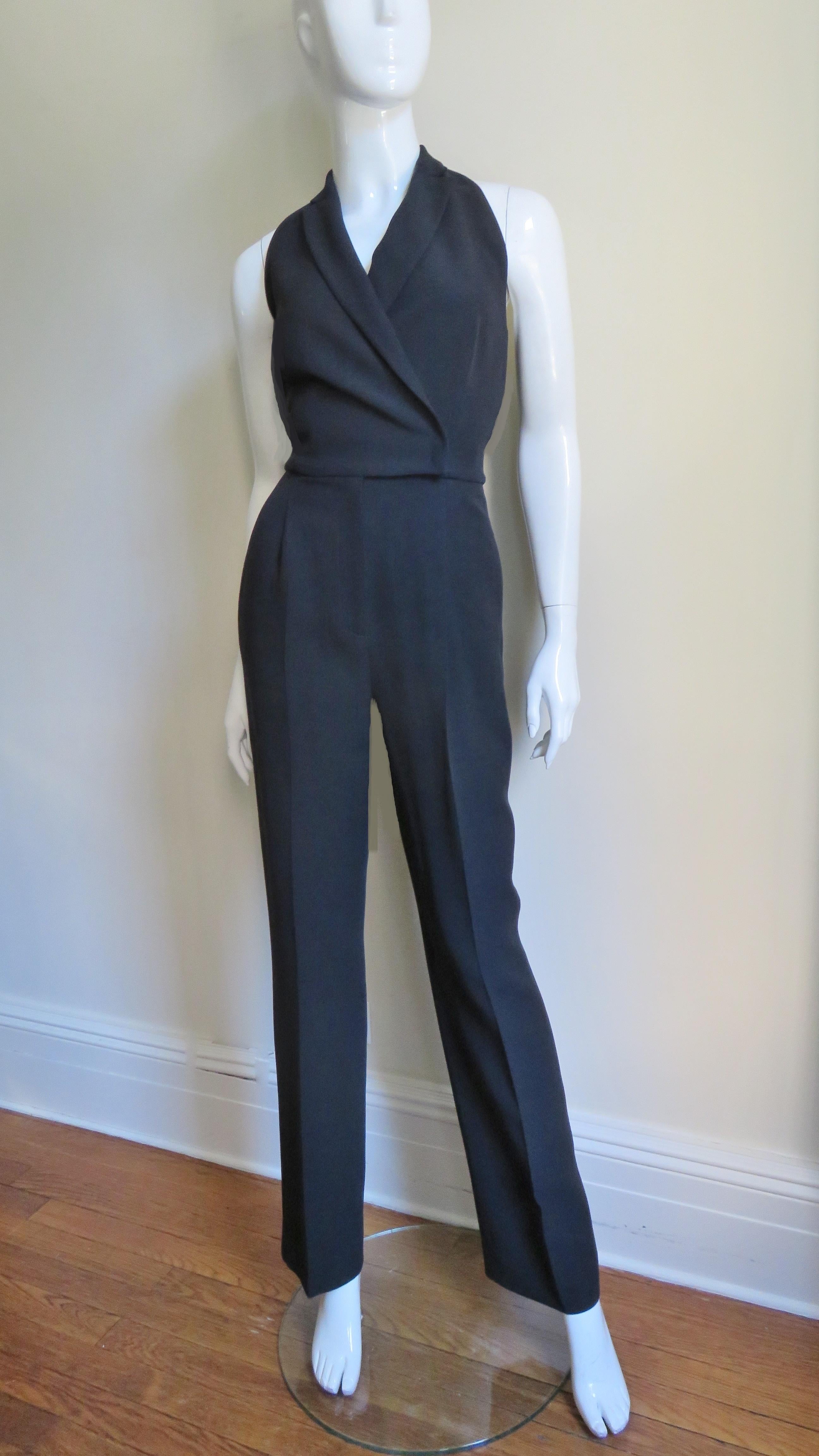 Valentino Silk Halter Jumpsuit In Good Condition For Sale In Water Mill, NY